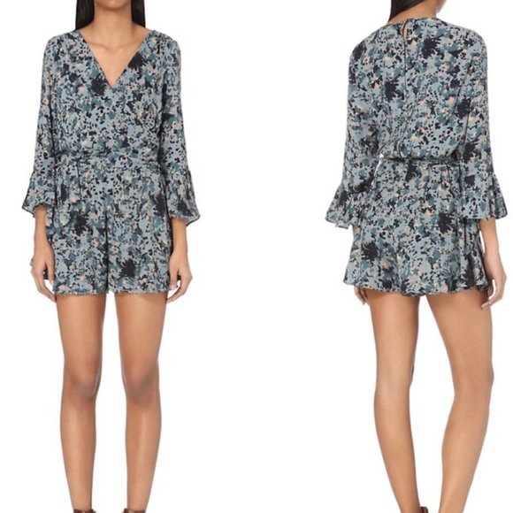 Free People Pants - Free People "All the right ruffles" romper - rain blue
